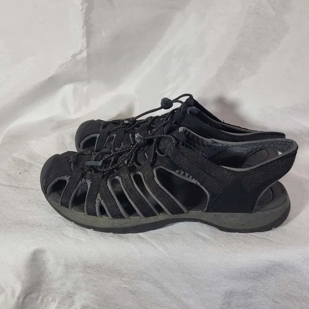 Croft & Barrow Black Athletic Hiking Sandals with Bungee Laces, men's 10.5